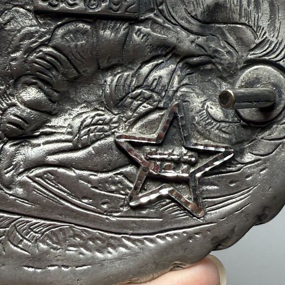 Vintage Ege 1992 Western Rodeo Cowboy Saddle Bronc Rider Belt Silver Buckle - Picture 7 of 9